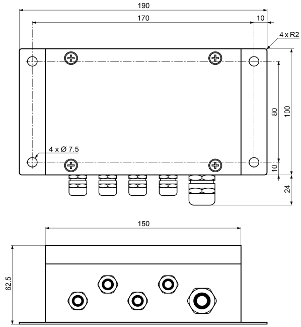 ALCJB-X4 Junction Box Dimensions